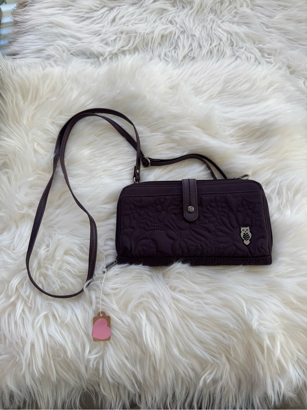 Sakroots Quilted Crossbody Wallet - Plum